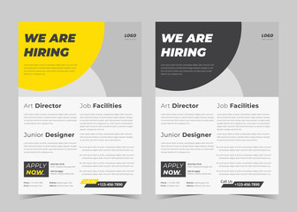 we are hiring flyer design. we are hiring poster template. job vacancy leaflet flyer template design