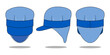 Blue Industry Peak Cap With Hair Net Template Vector On White Background.Front, Side And Back View.