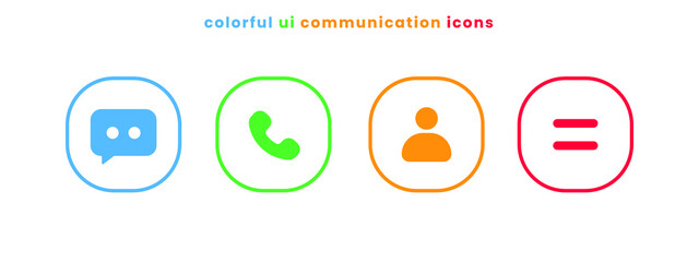 Poster - Colorful ui communication line icons. Phone icons. Call, message, phonebook and recording icon.