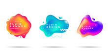 Set Of Abstract Liquid Shapes. Fluid Labels Of Gradients Color