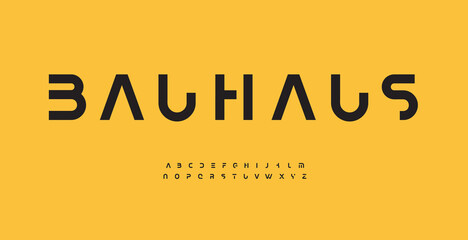 bauhaus alphabet letter font. modern logo typography. minimal cropped vector typographic design. cut