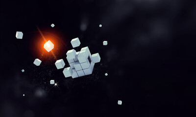 Canvas Print - Glowing cubes. Innovation and creativity concept