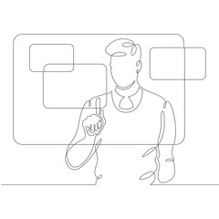 one continuous line.programmer designer works with virtual screens. information technology.one conti
