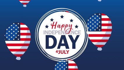 Poster - happy independence day USA lettering and balloons helium