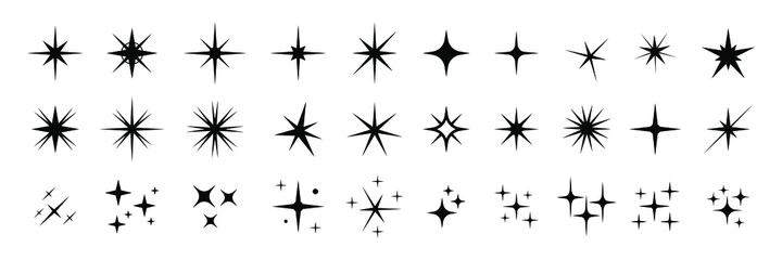 Wall Mural - star icons. twinkling stars. sparkles, shining burst. christmas vector symbols isolated