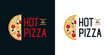 © art_rich - Logo or emblem, hot pizza. Suitable for pizza boxes, menu design or delivery. Vector, illustration