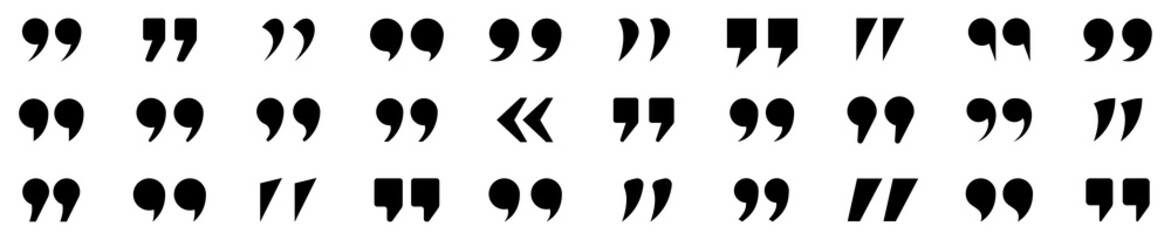 set of quote mark. quotes icon vector set. quotemarks outline, speech marks, inverted commas or talk