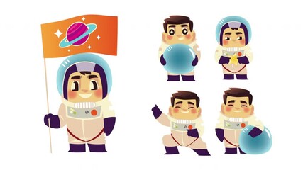 Poster - group of astronauts characters animated