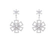Pair of earrings shaped like snowflakes with small diamonds on them