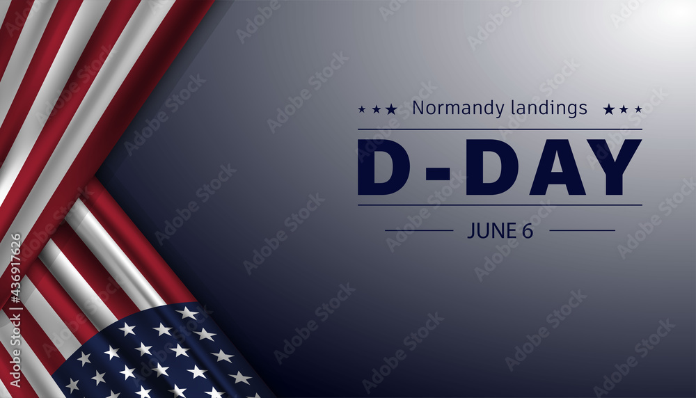 Vector illustration of D-Day Normandy landings concept. Template for background, banner, card, poster. - obrazy, fototapety, plakaty 