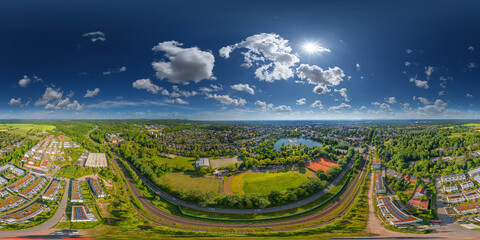 Wall Mural - Droneshot of Darmstadt City in Germany 360° x 180° Panorama