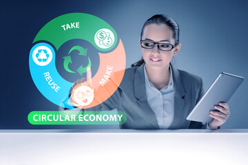 Wall Mural - Concept of circular economy with businesswoman