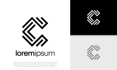 Wall Mural - Innovative high tech logo template. Abstract artificial intelligence logo. Initial C logo design.