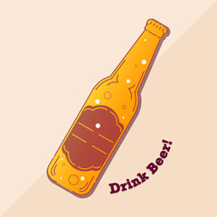 Poster - Bottle beer sticker drink alcohol liquid enjoy icon - Vector