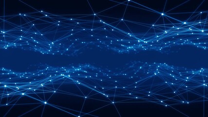 Wall Mural - motion graphic of blue dot and line connection with polygonal technology abstract background camera 