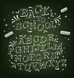 © Very Well Studio - Chalk alphabet. Font pencil vintage alphabet drawing with chalk on chalkboard background. Vector illustration.