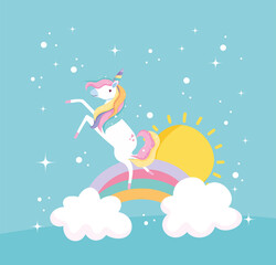 Poster - unicorn rainbow and sun