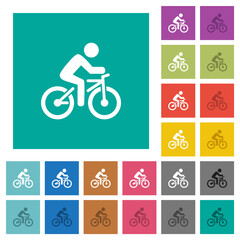 Canvas Print - Bicycle with rider square flat multi colored icons