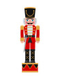 Christmas Nutcracker in a red suit with a sword. flat vector