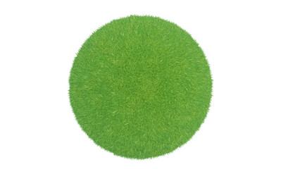 3d rendering. Green grass ball isolated on white background.