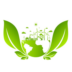 Sticker - Ecology concept and Environmental ,Banner design elements for sustainable energy development, Vector illustration