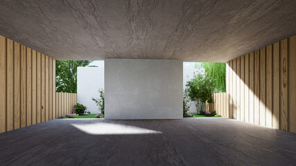 Indoor space for events,Modern huge concrete material empty hall.