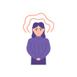 illustration of the expression of a woman who is insecure and has a problem. frustration, stress, under pressure. not confident. flat style. vector design