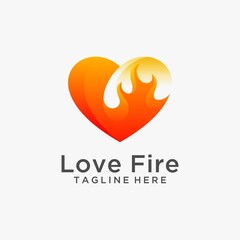 Wall Mural - Love fire logo design