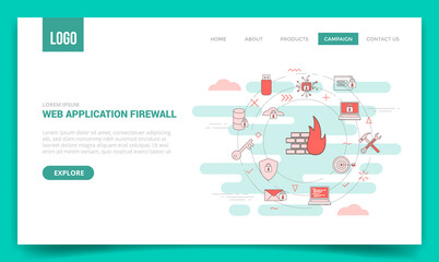 Wall Mural - waf web application firewall concept with circle icon for website template or landing page homepage