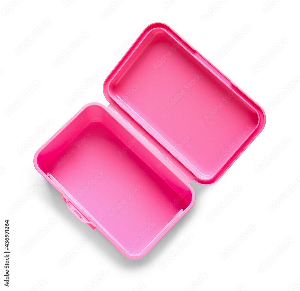 Plastic lunch box on white background
