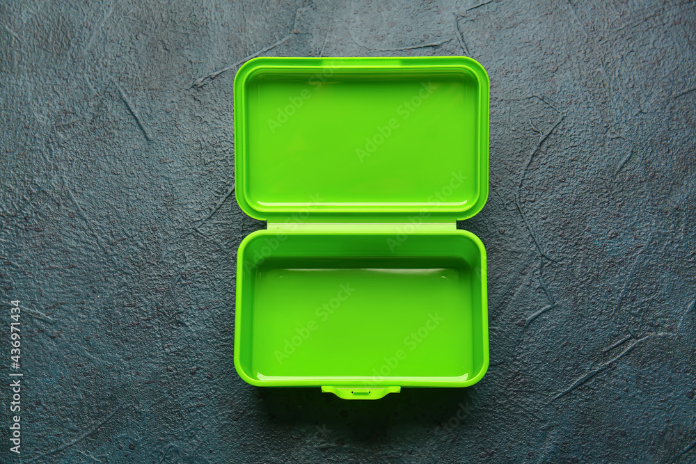 Plastic lunch box on dark background
