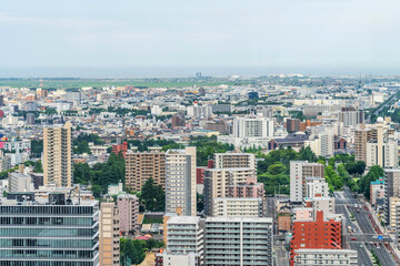 Sticker - city skyline aerial view of Sendai in Japan