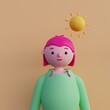 © beingeniusloci - Casual young girl with glasses, in hoodie with  short hair. Young girl avatar in minimal art style. Bright portrait of a cartoon girl character.  3d illustration.