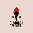 flaming old torch vector logo design