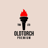 Fototapeta  - flaming old torch vector logo design