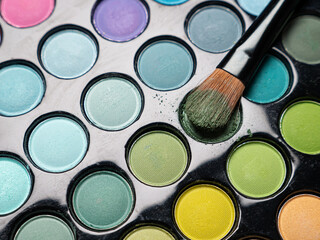 Professional makeup eyeshadows palette and brush for make-up artist