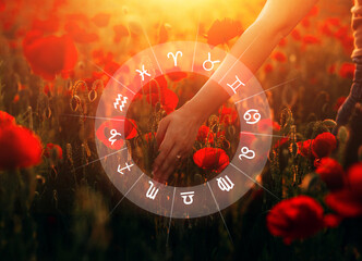 concept of romantic and love between zodiac signs. horoscope astrology zodiac.
