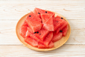 fresh watermelon sliced on plate