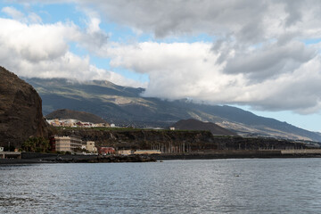 Scenic view of the Volcanic beach and cliffs in la Palma, Canary Islands, Spain