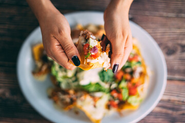 A plate of creamy nachos