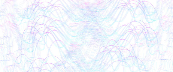 Wall Mural - Blue, magenta squiggle subtle lines. Tangled, ripple curves. Abstract vector background. Wave pattern. Template design for banner, landing page, cheque, certificate. Pencil drawing imitation. EPS10