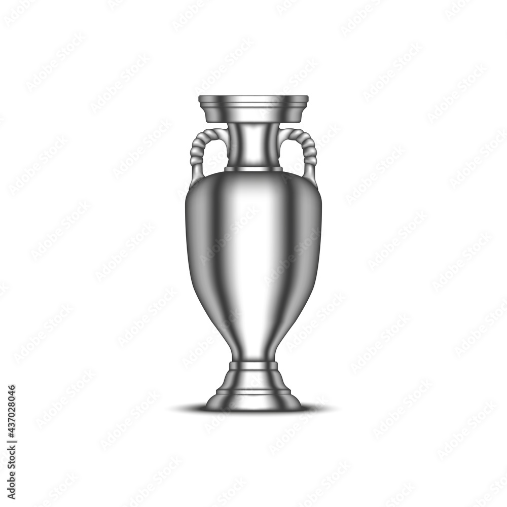 European Championship cup, football sports trophy realistic vector 3d model isolated on white background - obrazy, fototapety, plakaty 