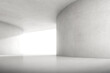 © nuchao - Abstract 3d rendering of empty concrete space with light and shadow on the curve structure, Futuristic architecture.