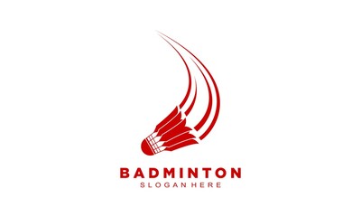 Red badminton shuttle cock logo vector