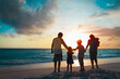 © nadezhda1906 - happy family with kids walk at sunset beach