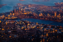 Boston, Massachusetts ,USA -  Aerial View Of Boston Skyline At Winter ,Massachusetts, USA