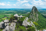 Fototapeta Góry - landscape view from top of Khao Nor, Thailand. the beautiful limestone mountain where is popular for traveler who want to challenge the 700 steps of stairs and rock tail.