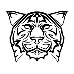 Wall Mural - Black and white line art of tiger head Good use for symbol mascot icon avatar tattoo T Shirt design logo or any design