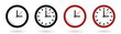 Set of clock icons with shadows. Vector.