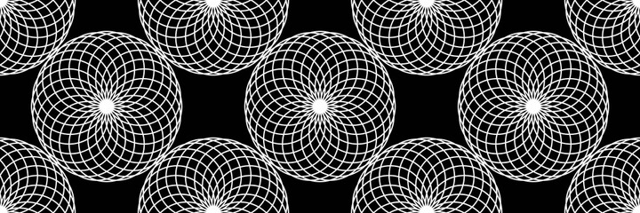 Poster - Abstract Seamless Black and White Geometric Pattern with Squares. Contrasty Optical Psychedelic Illusion. Spotted Repeating Texture. Raster. 3D Illustration